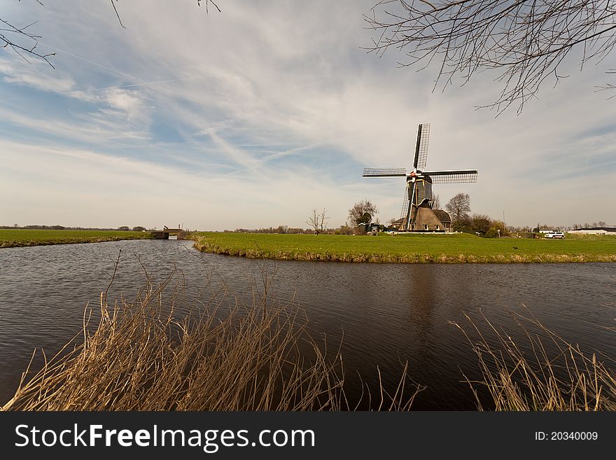 Windmill or kockengen with a nice blue sky