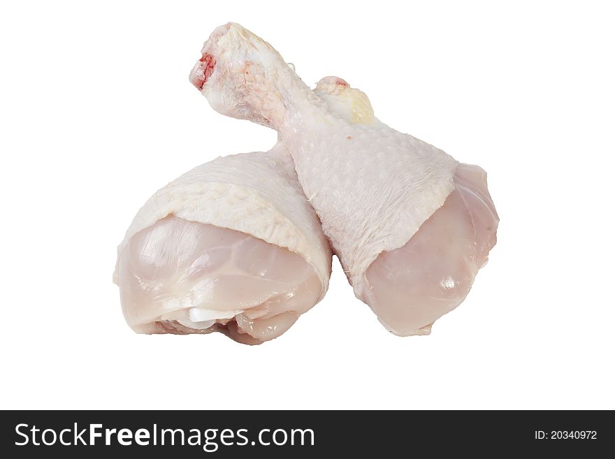 Two chicken legs isolated on white background