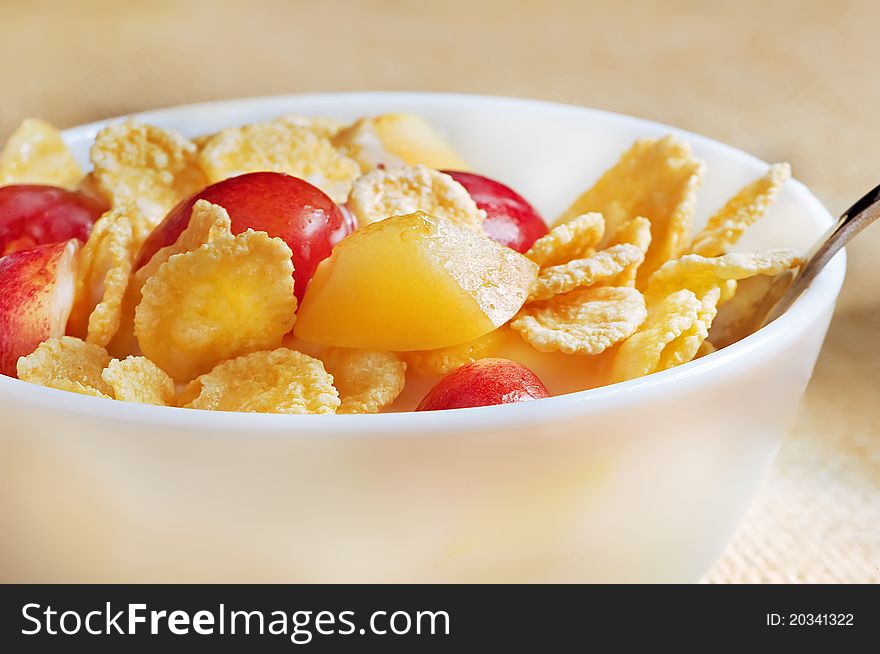 Crops with fruits in a white plate