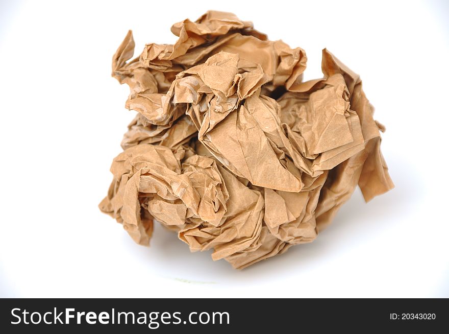 Close-up of brown crumpled paper ball