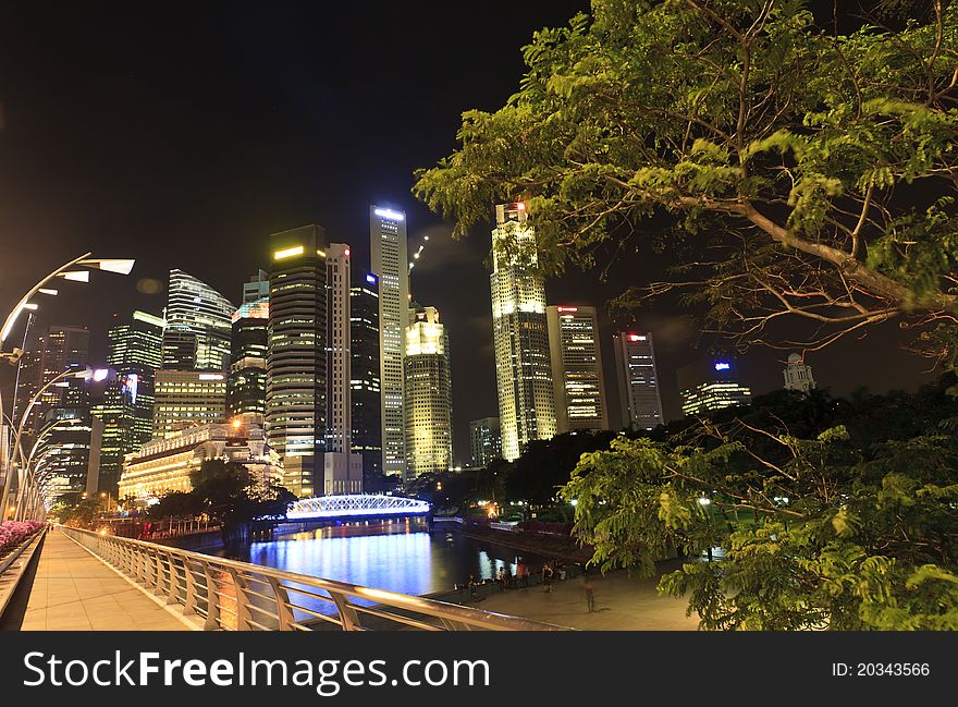 Singapore central business district CBD at night. Singapore central business district CBD at night.