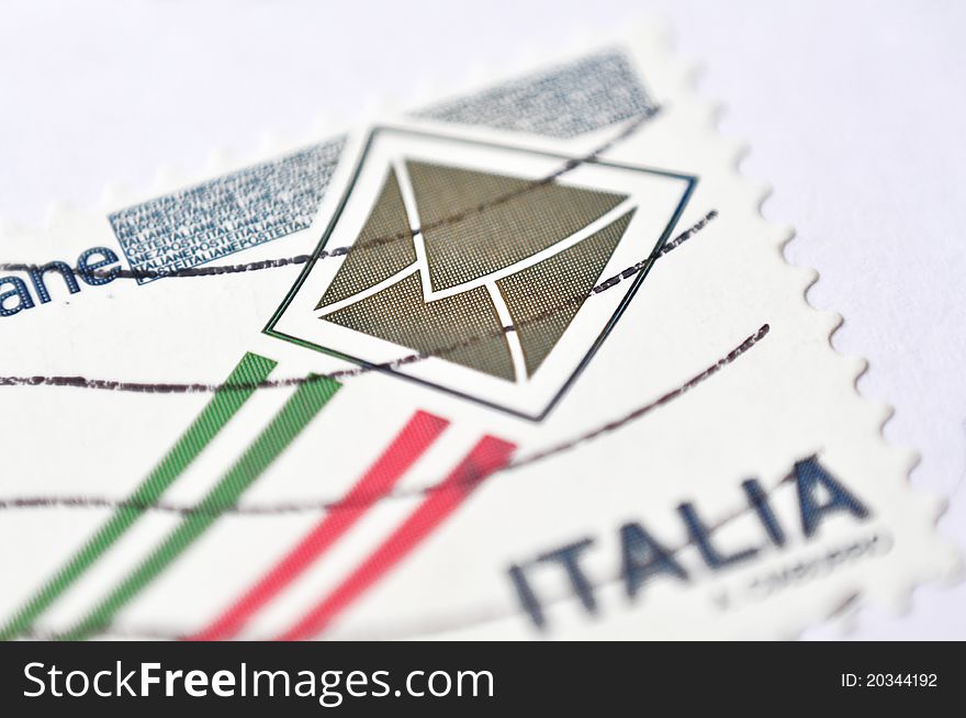 Macro of stamp from italy. Macro of stamp from italy