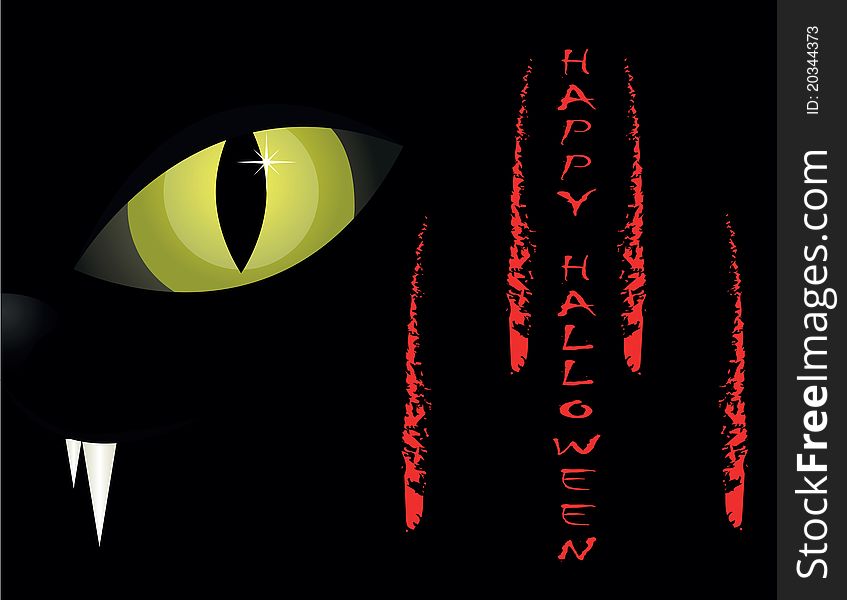 Cat's eyes in the halloween background