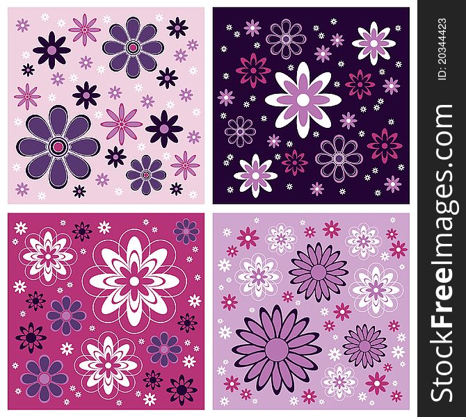 Set of four purple and pink backgrounds. Set of four purple and pink backgrounds