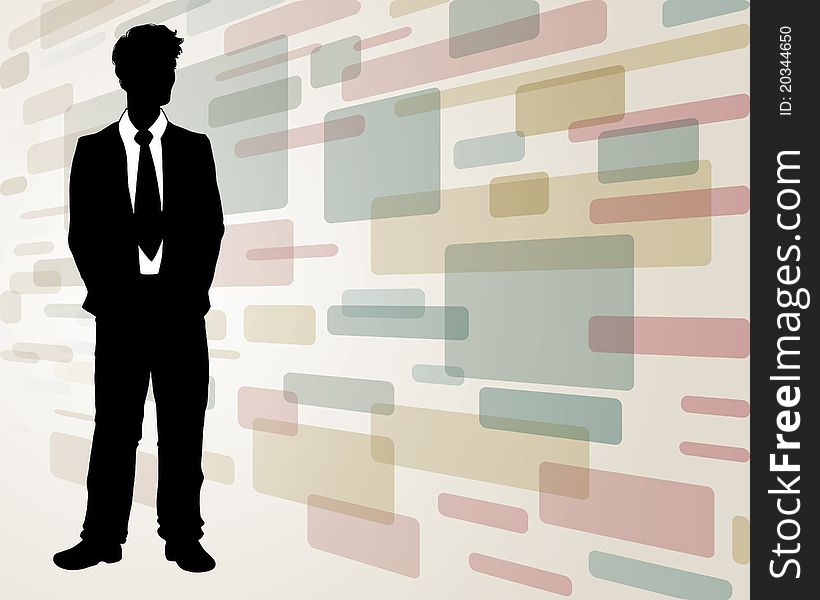 An illustration of a business man on an abstract background. An illustration of a business man on an abstract background.