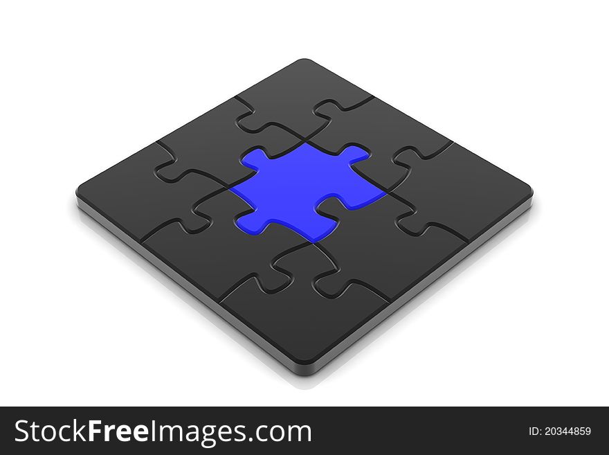 Puzzle. White background, 3d render