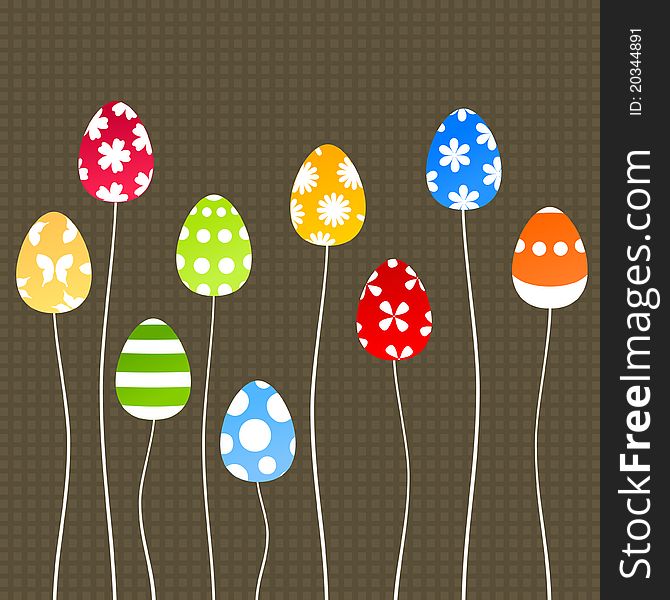 Easter eggs on white threads. A illustration. Easter eggs on white threads. A illustration