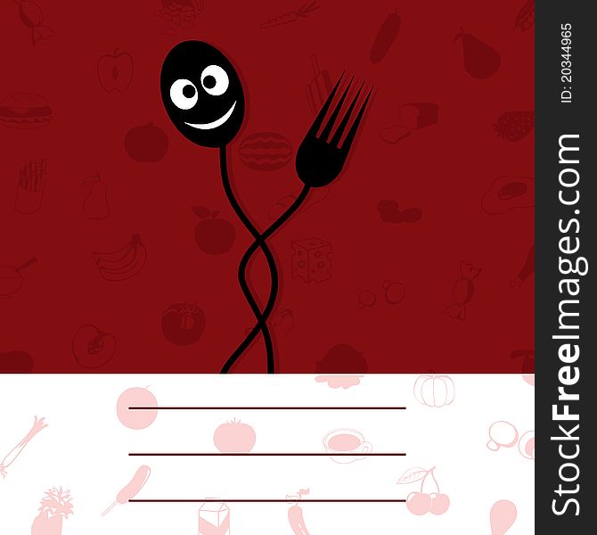 Plug and spoon on a red background. A illustration