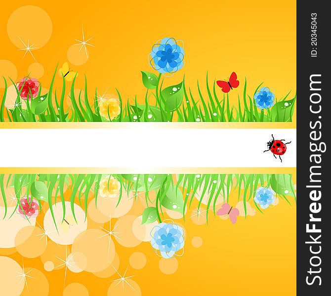 Green grass with flowers. A illustration. Green grass with flowers. A illustration