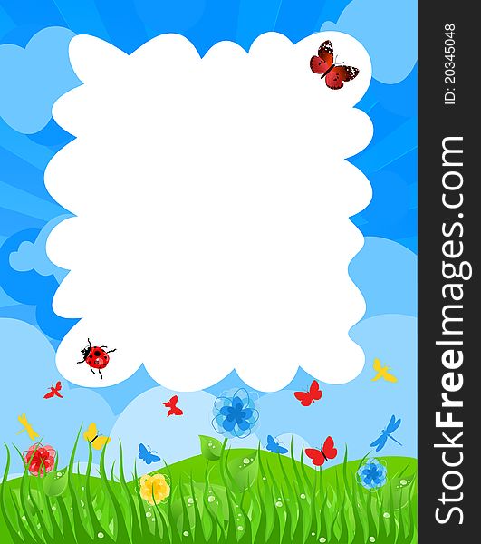 Grass on a meadow and the blue sky. A illustration. Grass on a meadow and the blue sky. A illustration