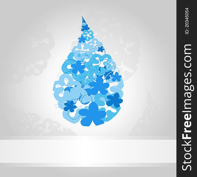 Blue drop of water on a white background. A illustration. Blue drop of water on a white background. A illustration