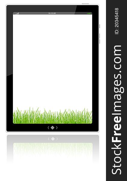 Blank digital PC tablet and  green grass