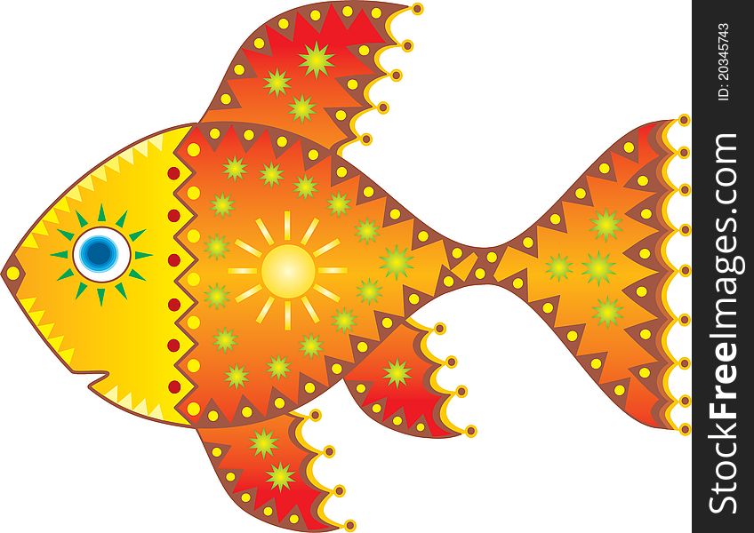 Solar Fish. Vector Drawing.