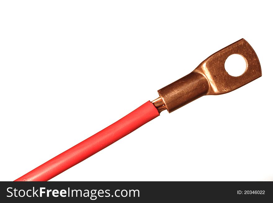 Electric cable on white background