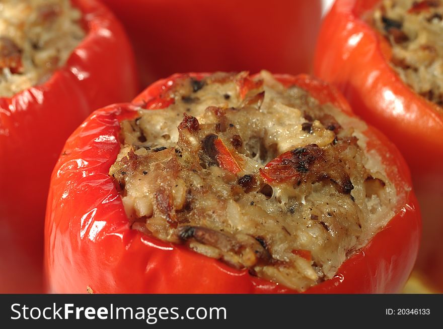 Red grilled paprika and meat stuffing