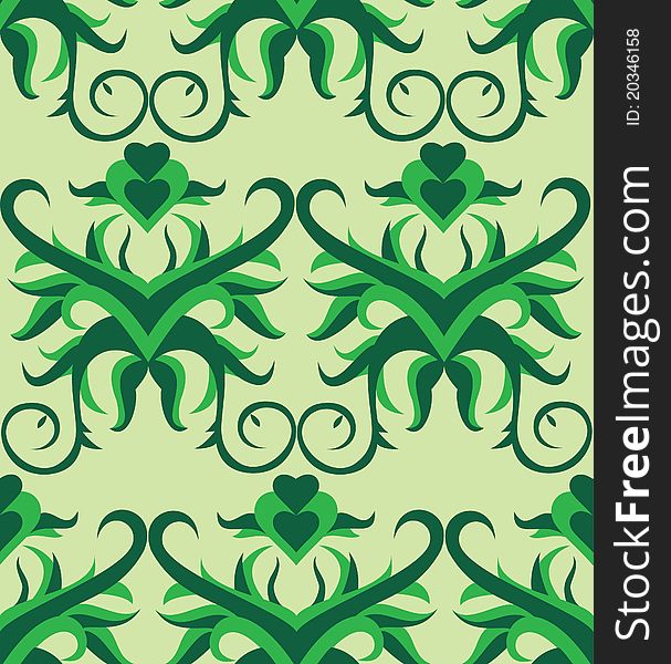 Green floral seamless background pattern