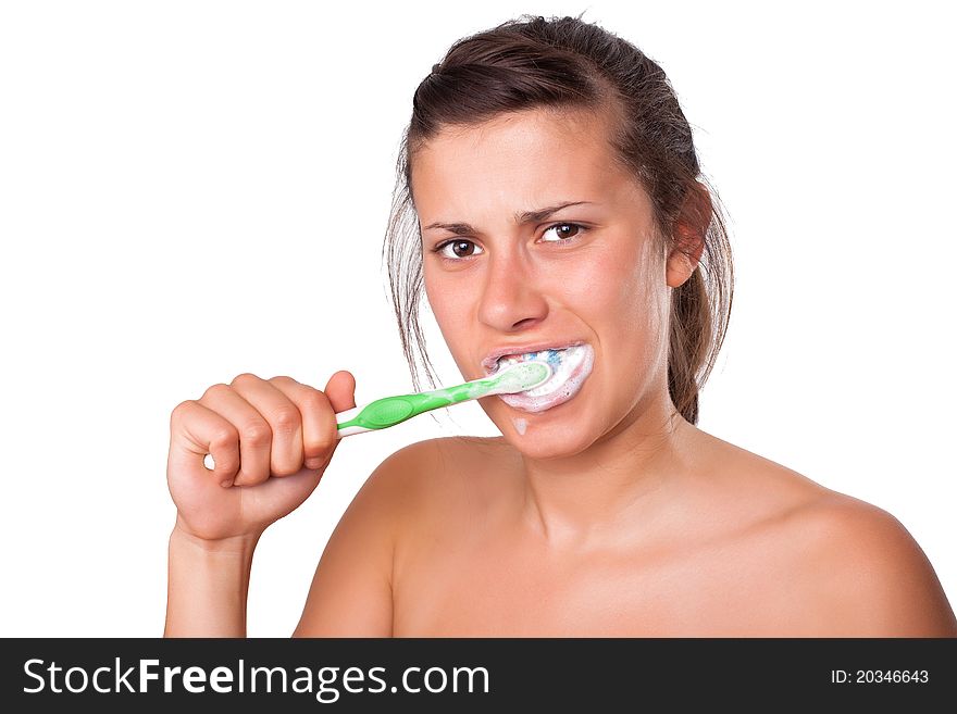 Beautiful Girl Brushing her Teeth