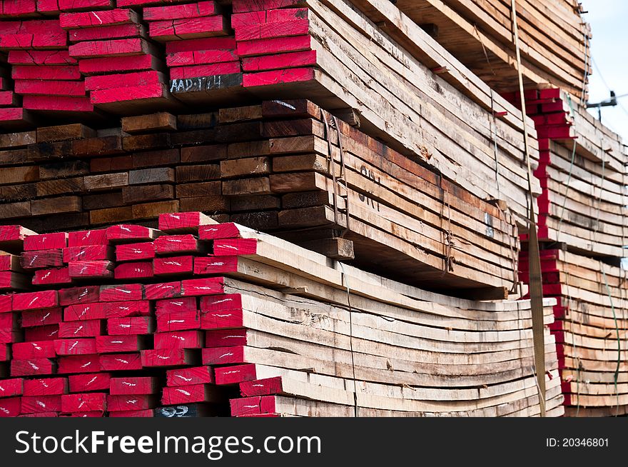 Stack wood store in cargo. Stack wood store in cargo