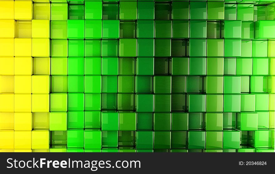 3D rendered cube room background in teal green, with real world reflections and highlights. 3D rendered cube room background in teal green, with real world reflections and highlights
