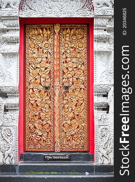 Thai door in temple at thailand
