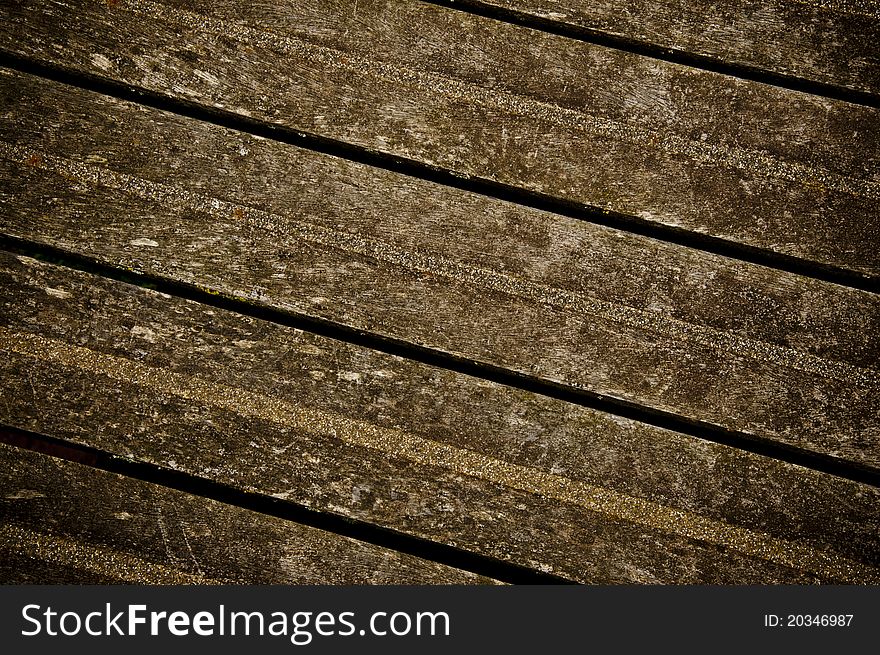 Old wooden boards on a bridge