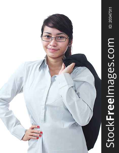Image of a young confident asian businesswoman isolated in white background. Image of a young confident asian businesswoman isolated in white background