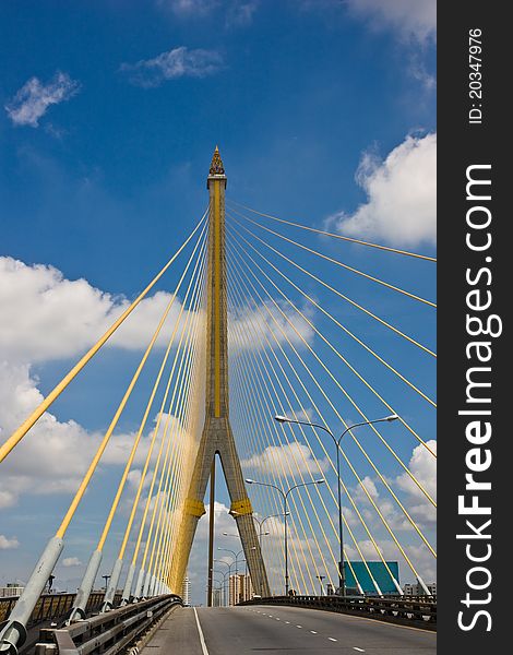 Modern bridge across the Chaopraya river Bangkok Thailand