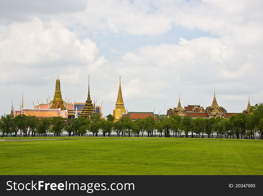 Top part of grand palace at royal plaza Bangkok Thailand