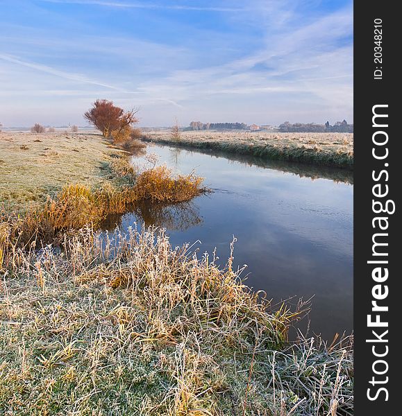 Colorful autumn landscape on the river