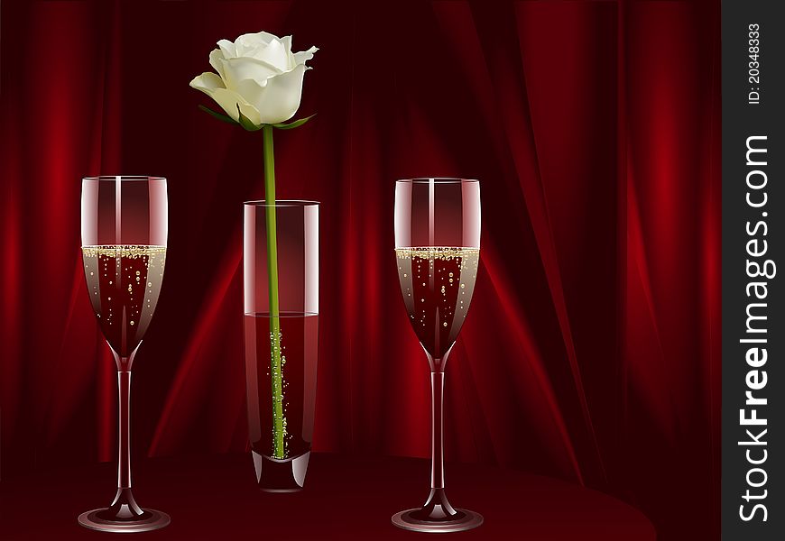 Champagne And White Rose Landscape
