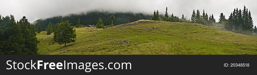 Panorama Background In Carpathians.