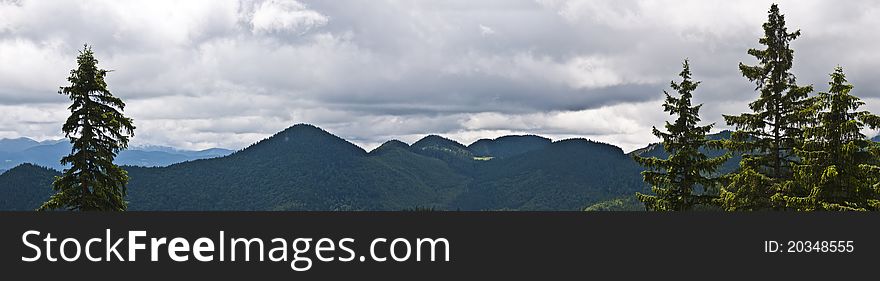 Panorama Background In Carpathians.