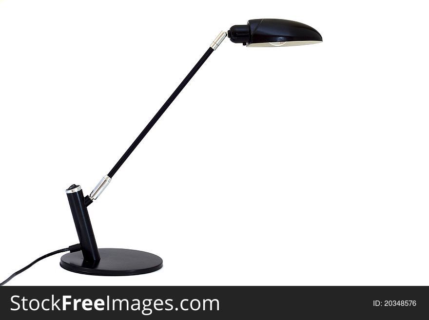 Black reading desk lamp, isolated. Black reading desk lamp, isolated