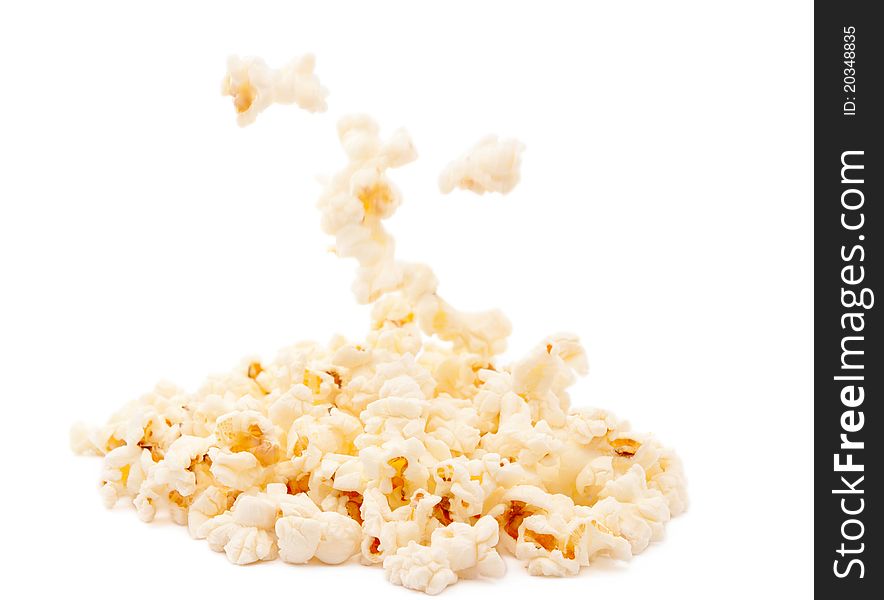 Popcorn on a white background