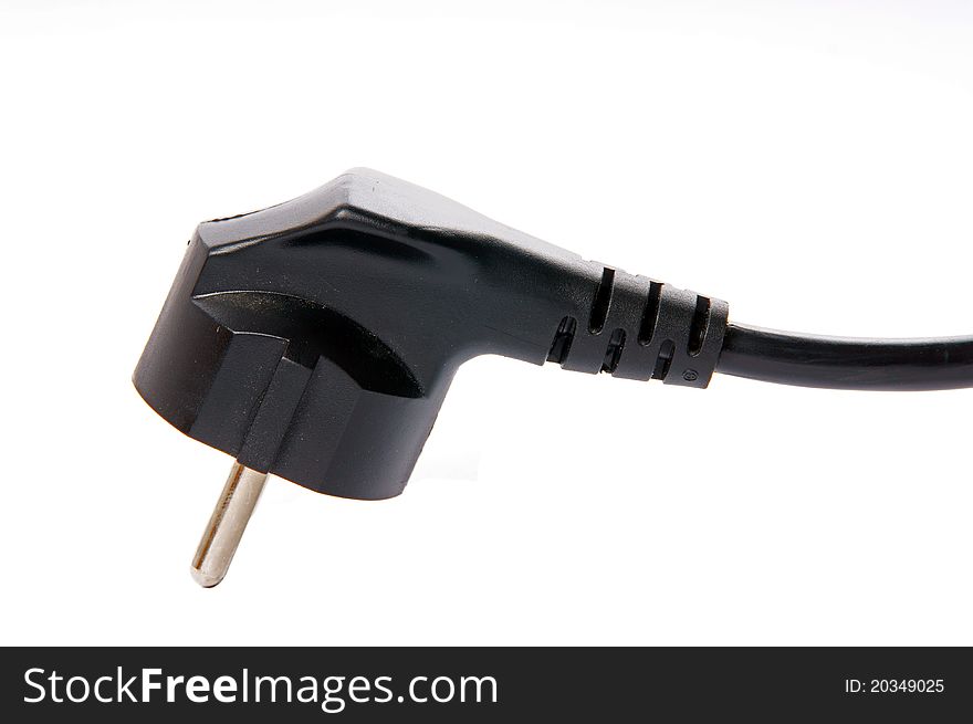 Black power plug of a white background