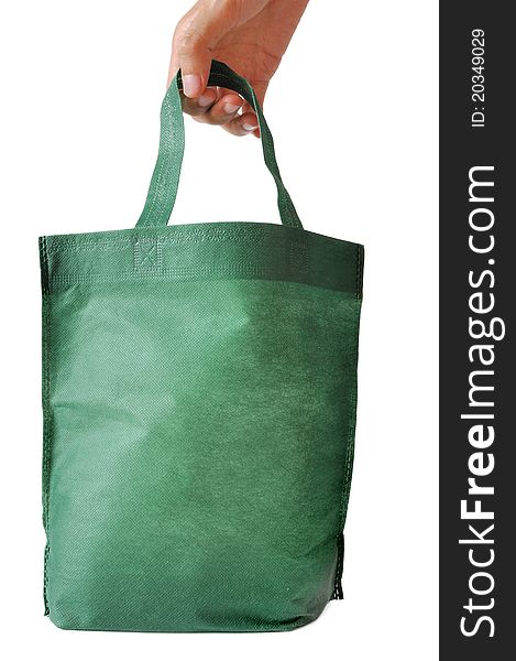 Green shopping bag with isolated or white background