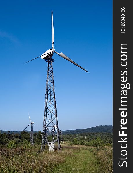 Wind turbines is on a background sky