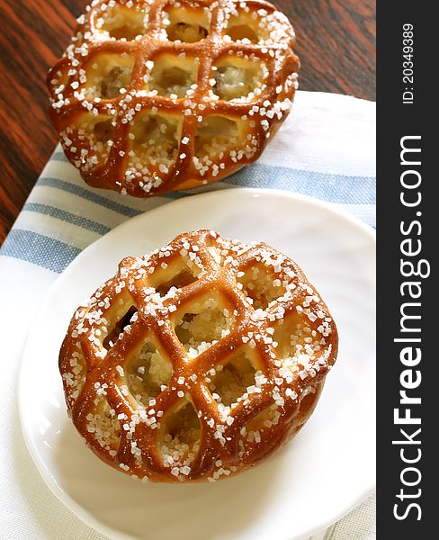 Freshly baked apple pie on plate