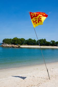 Swim Here Flag On Beach Royalty Free Stock Images Swim Here Flag On Beach Royalty Free Stock Images