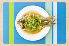 Two Steamed Mackerel Fishes With Ginger Royalty Free Stock Photo