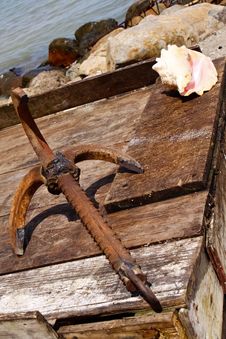 St. Lucia - Caribbean Deatils Anchor And Conch Stock Images