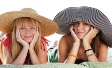 Two Beautiful Girls At Beach Royalty Free Stock Images Two Beautiful Girls At Beach Royalty Free Stock Images