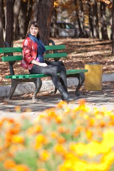 Beautiful Young Girl Goes To The Park Stock Photos Beautiful Young Girl Goes To The Park Stock Photos