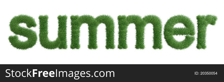 Render of the text summer covered in grass. Render of the text summer covered in grass