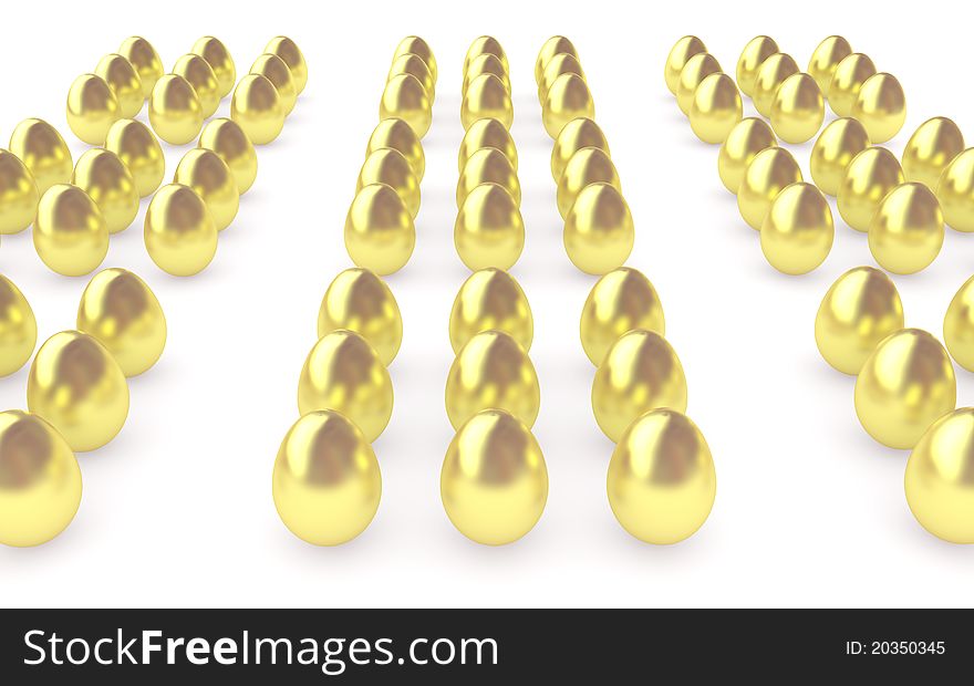 Golden eggs, isolated on white background. Golden eggs, isolated on white background.