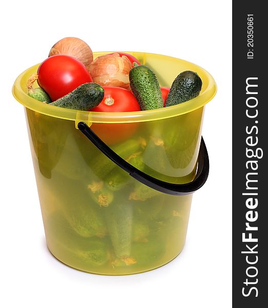 Cucumber And Tomato In Bucket