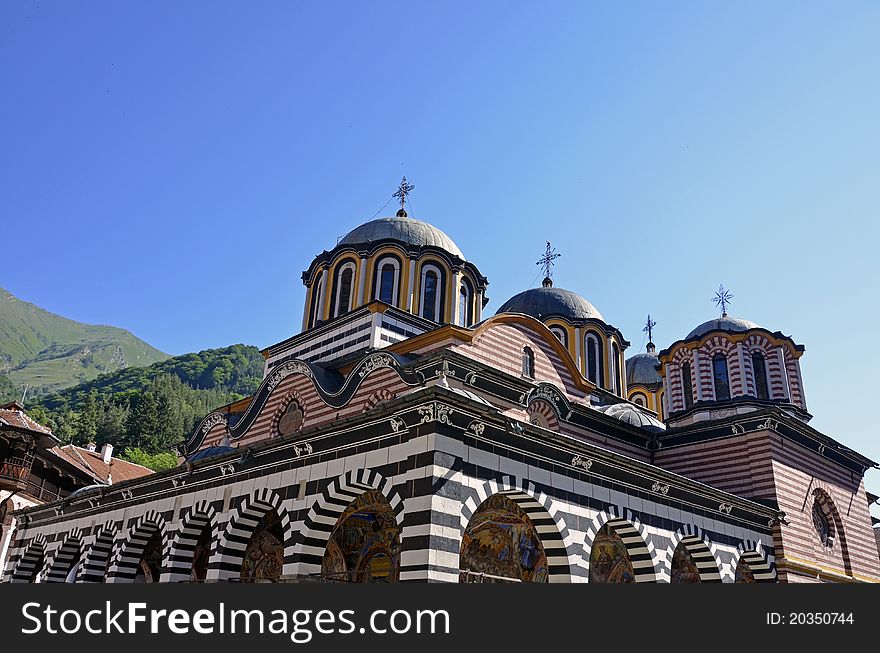 Top detail of Rila church near Sofia in Bulgaria. Top detail of Rila church near Sofia in Bulgaria