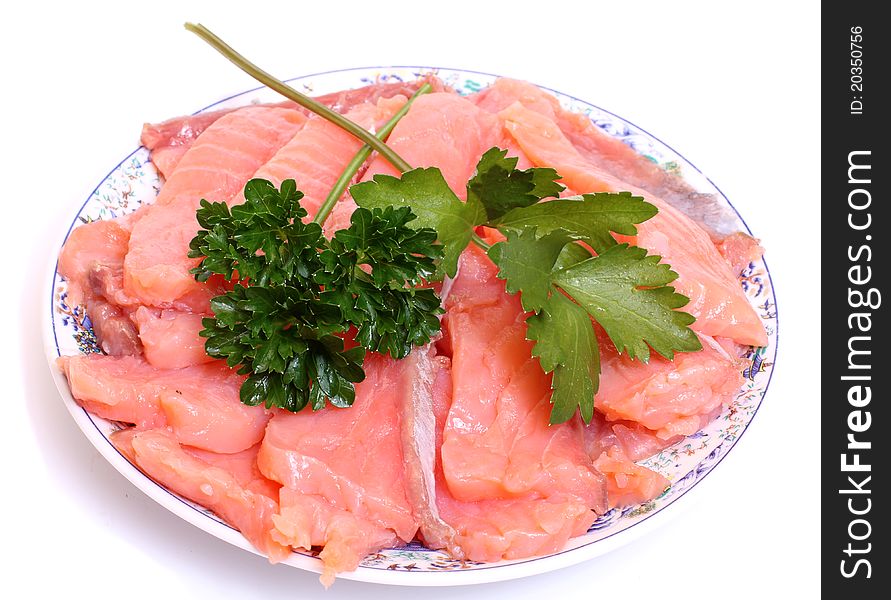 Color photo of salted fish on a plate