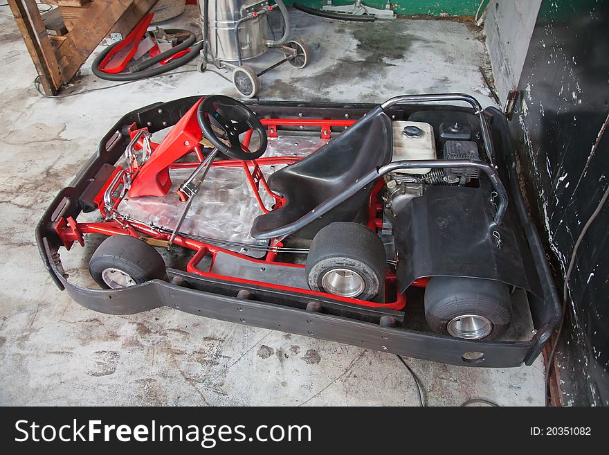 Indoor cart on the service station. Indoor cart on the service station