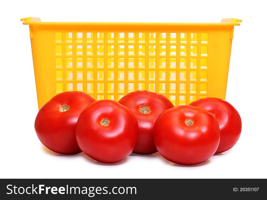 Color photo of vegetables in plastic basket. Color photo of vegetables in plastic basket